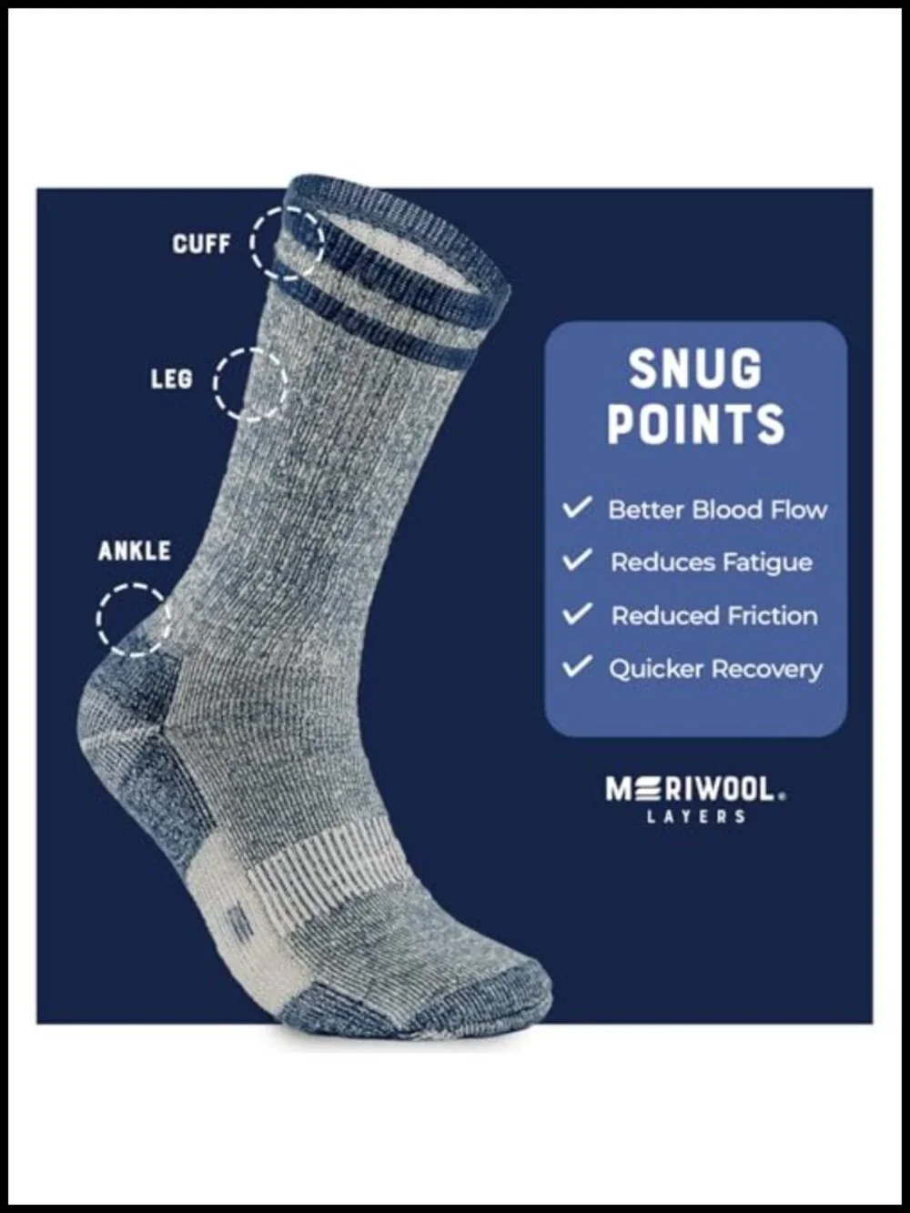 3-Pack Merino Wool Midweight Hiking Crew Socks with Snug Calves,